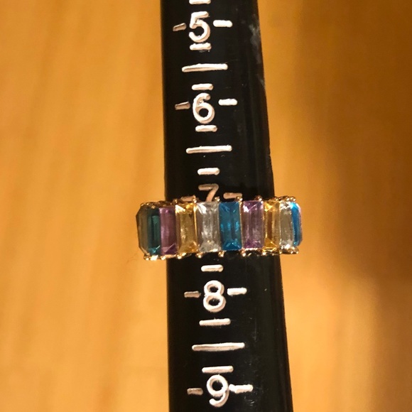 BaubleBar style Multicolor pastels baguette ring - Picture 10 of 11